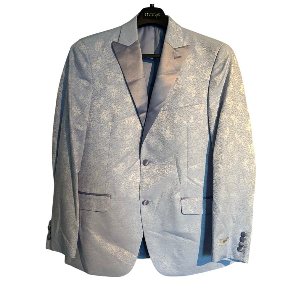 NWT Alfani Slim Fit Sport Coat Blazer Light Blue Jacquard, Men's 42R